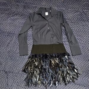 Chic Black Feathered Dress